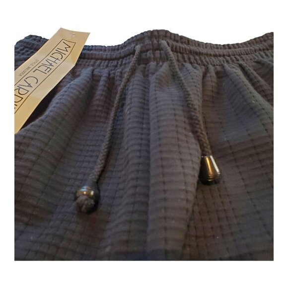 NWT MICHAEL CARRIE SZ M High Waisted Wide Leg Black Waffle Textured Shorts - Picture 3 of 6